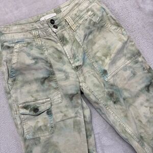 Anthropologie Pants Women 26 The Wanderer Green Watercolor Tie Dye Utility Cargo